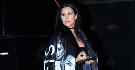 Kim Kardashian Wears Jacket With Her Face Painted On It