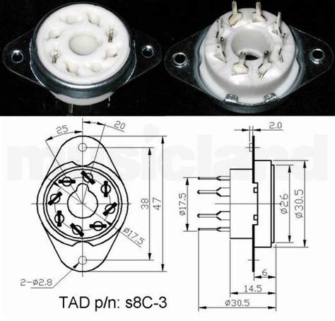 TAD Octal Socket Ceramic PC Mount Monting Plate 8 PIN Tube Sockets