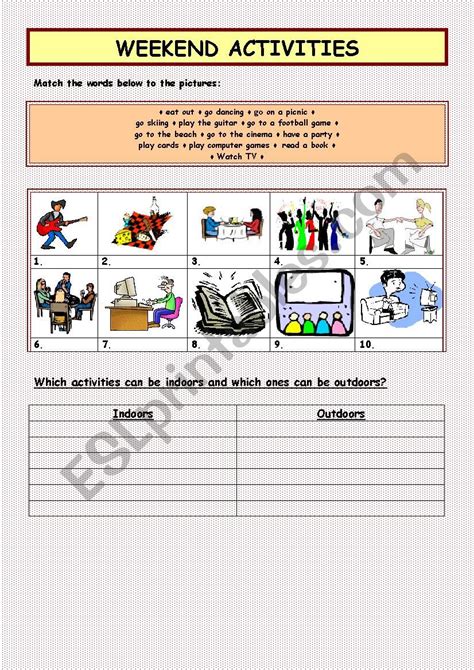 Weekend Activities Esl Worksheet By Mahmoud Jaber