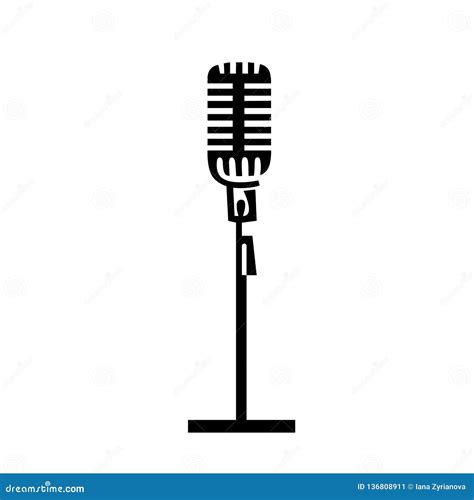 Retro Vintage Microphone Silhouette Vector Illustration Editorial