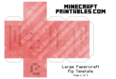 an image of a pink paper crafting box with the text large papercraft pig template