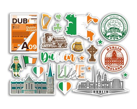 A Sticker Sheet Dublin Landmarks Vinyl Stickers Ireland City Map