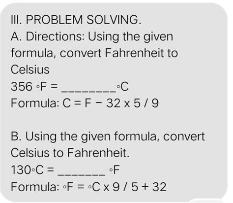 Solved Iii Problem Solving A Directions Using The Given Formula