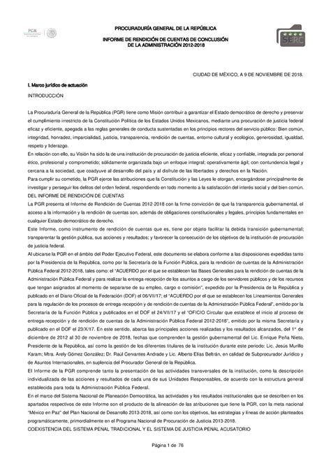 Informe De Rendici N De Cuentas De Conclusi N De La Administraci N 2012