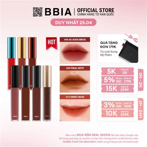 Son Kem Lì Bbia Last Velvet Lip Tint Màu HOT Nàng Yêu g Bbia Official