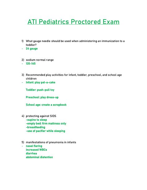 Ati Pediatrics Proctored Exam Latest Graded A Browsegrades