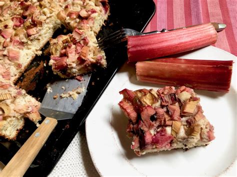 Rhubarb Banana Sheet Cake Diary Of A Mad Hausfrau