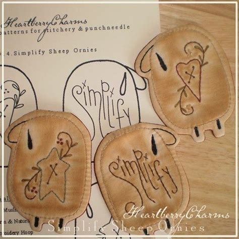 Primitive Stitchery SIMPLIFY SHEEP Ornies PATTERN Primitive Stitchery