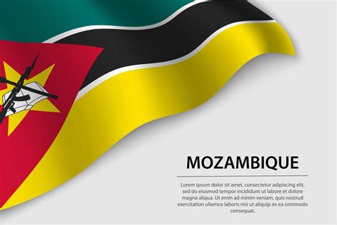 Wave Flag Of Mozambique On White Background Banner Or Ribbon Ve