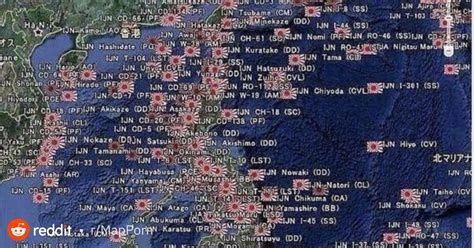 This Map Of All Of The Sunken Japanese Ships Of Wwii Is Mind Blowing Mapporn