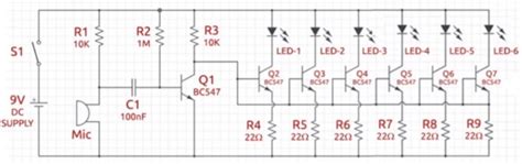 Music Rhythm Operated Dancing Light Using Leds And Transistors