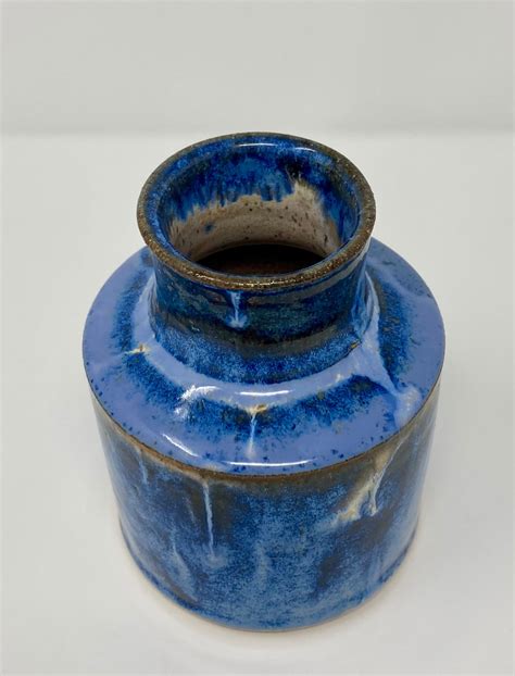 Rich Blue Ceramic Bottle Etsy