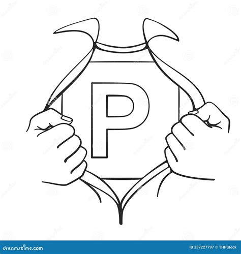 New P Plate Drivers License Line Art Concept Vector Stock Illustration