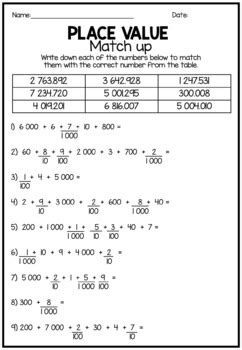 Decimal Place Value Into The Thousandths 3 Free Worksheets TPT