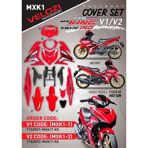 Yamaha Y15 Y15zr V1 V2 Mx King Red Sun Coverset Bodyset Siap Tanam Velozi Cover Set Shopee