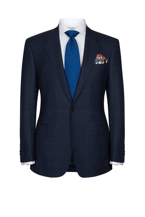 Single Breasted Navy Prince Of Wales With Blue Overcheck S150s Coat And Trousers Richard