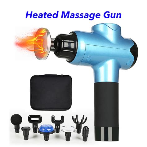 Heated Massage Gun Deep Tissue Percussion Massager Handheld Electric Muscle Massager Blue