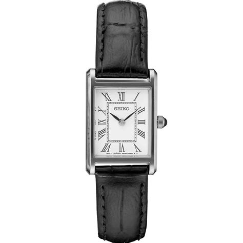 Seiko Essentials Women`s White Dial Black Leather Band Watch Swr053 021463463874 Seiko Watch