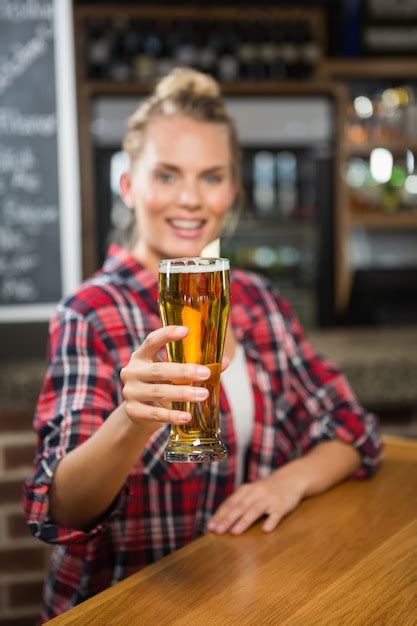 Premium Photo Pretty Smiling Woman Having A Beer