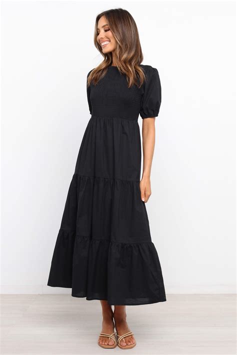 Minot Dress Black Modest Black Dress Black Tiered Dress Black