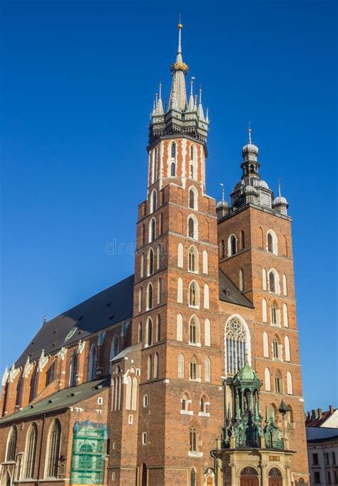 Towers Of The Historic St Mary Basilica In Krakow Stock Photo Image