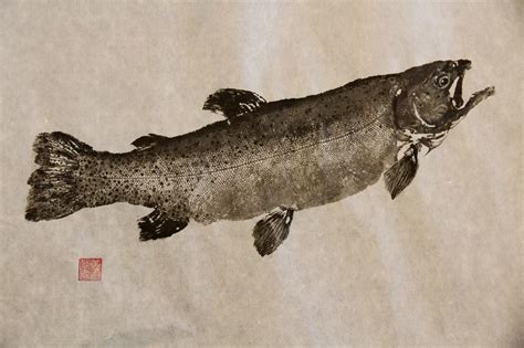 Cutthroat Trout Original Gyotaku Traditional Japanese Fish Art By