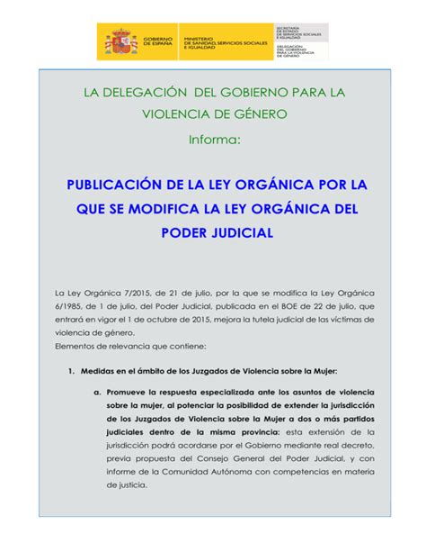 PUBLICACIÓN DE LA LEY ORGÁNICA POR LA QUE SE MODIFICA