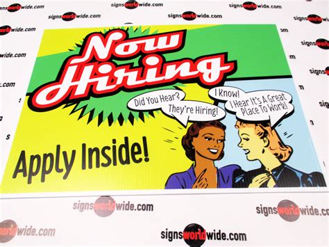 Buy Our Now Hiring Retro Corrugated Plastic Sign From Signs World Wide