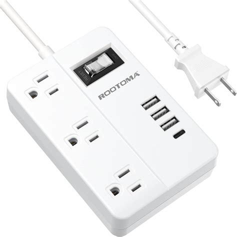 2 Prong Extension Cord with USB-C, 2 Prong to 3 Prong Outlet Adapter, 3 Outlet & 4 USB Charging ...