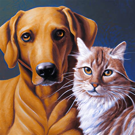 Detailed Painting of Cat and Dog · Creative Fabrica