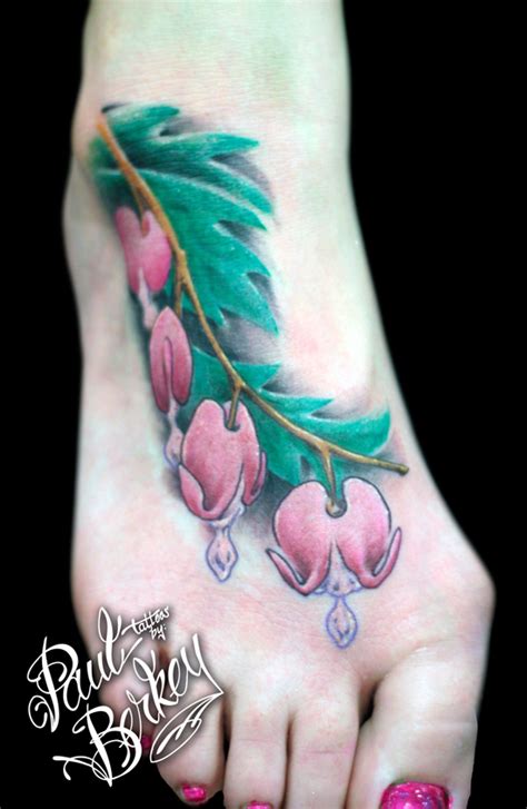 Awesome Bleeding Heart Flowers Tattoo for Leg