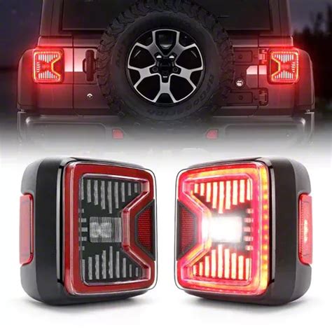 Jeep Wrangler Linear Series LED Tail Lights Black Housing Clear Lens