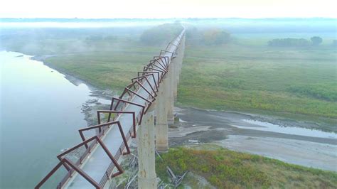 13 Story High Trestle Bridge Across The Des Moines River Valley Between