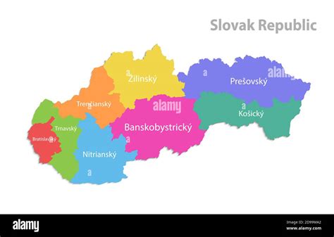 Slovak Republic map, administrative division, separate individual ...