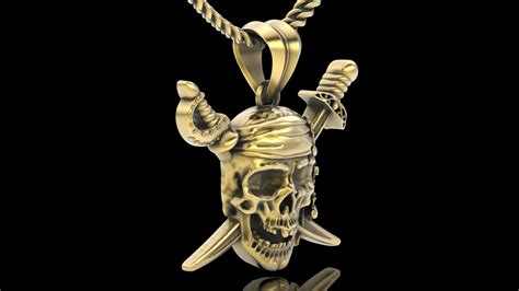 Skull Pirate Pendant Gold Silverprintable Jewelry 3d Model 3d Model 3d Printable Cgtrader