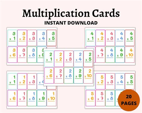 Multiplication Flash Cards, Math Printable Cards, Printable Multiplying ...