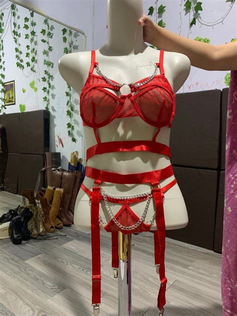 Sexy Lingerie Set Merah Fesyen Wanita Pakaian Wanita Lainnya Di