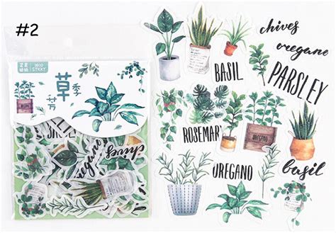 Green Plants Sticker Set Green Plants Stickers Pack Etsy