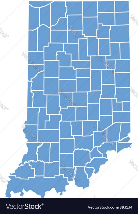 State Map Of Indiana By Counties Royalty Free Vector Image