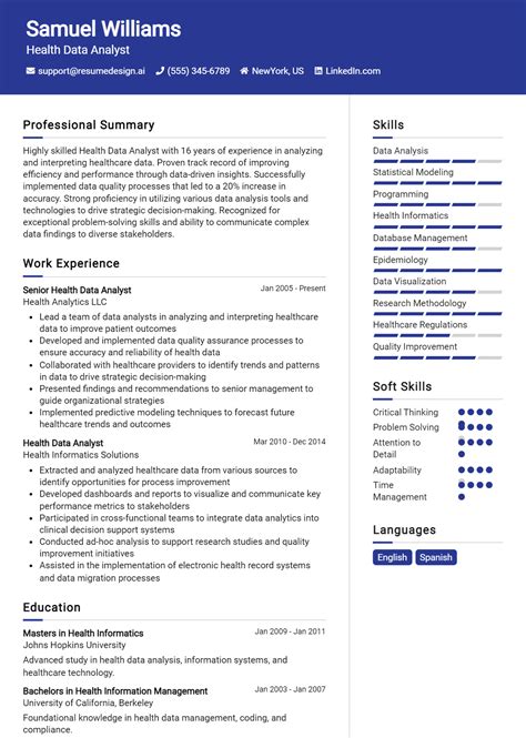 12 Health Data Analyst Resume Examples And Templates for 2026 [Guide