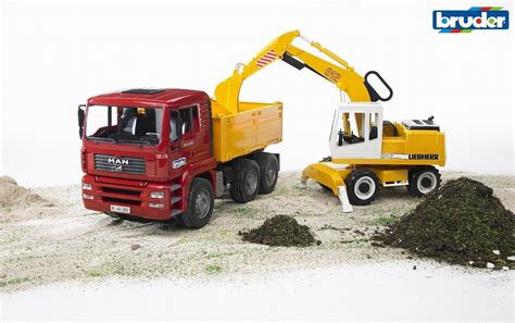 Bruder 02751 - MAN TGA Construction Dump Truck with Liebherr Excavator 1:16 | eBay