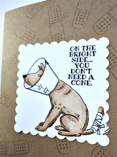 Funny Dog Get Well Soon Card Dog Cone Encouragement Feel | Etsy