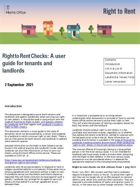 Right To Rent Checks A User Guide For Tenants And Landlords Pdf