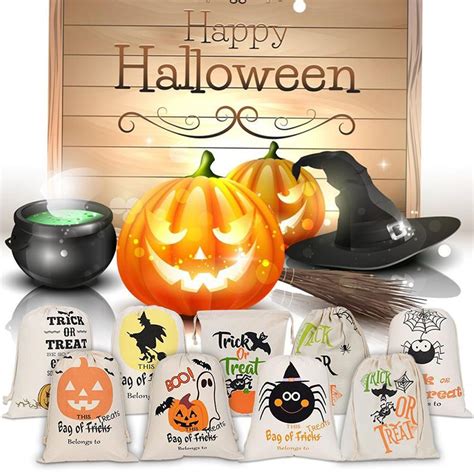 2021 High Quality Halloween Pumpkin Bags Hallowmas Sacks Gift Bags Drawstring Candy Bag Tricks ...