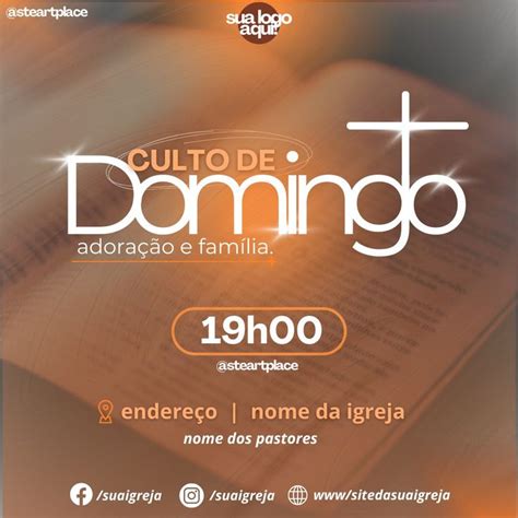 Cartaz Culto De Domingo Banner Cartaz Flyer Igreja Em 2024