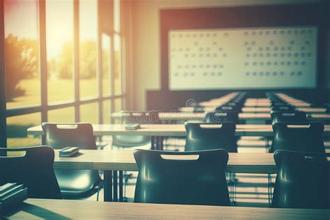 Empty Defocused University Classroom Generative Ai Business Conference Room Blurred School