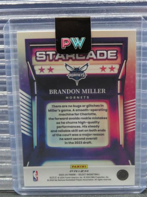 2023 24 Select Brandon Miller Starcade SSP Silver Prizm Rookie RC 9