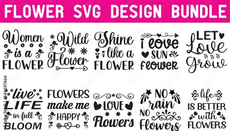 Flower svg design bundle,Flower quotes,Wildflower Quotes,Svg design,Flower Stock Vector | Adobe ...