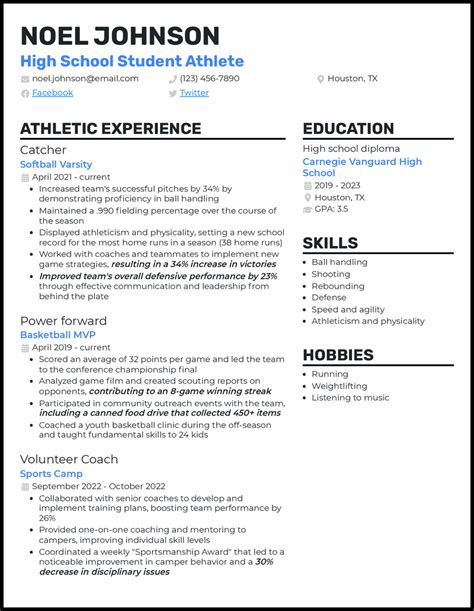 3 High School Student Athlete Resume Examples For 2024