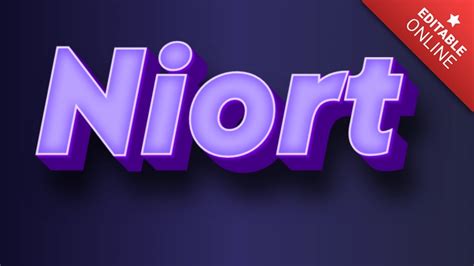 Niort Purple Neon 3D Text Effect Generator